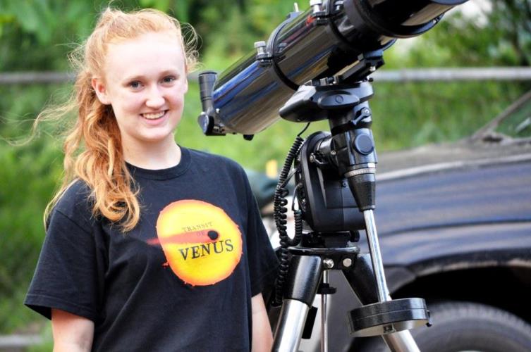 Grace Senior student with telescope